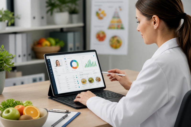 Software de nutrição em tablet